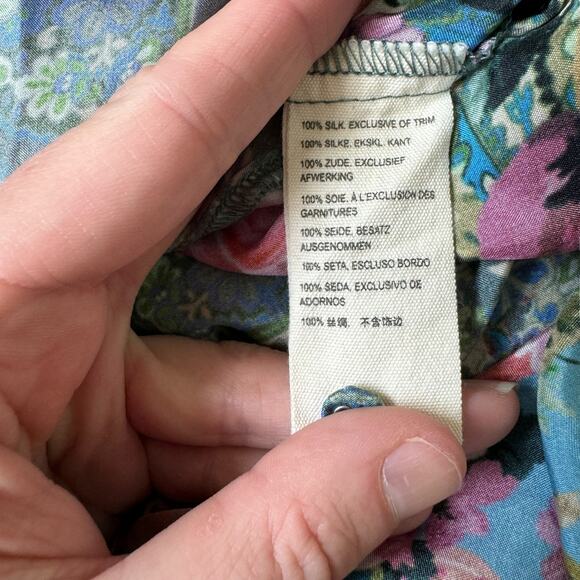 Johnny Was Besimo Silk Floral Printed Blouse - Picture 7 of 11